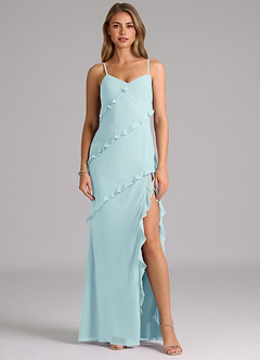 Azazie Nancie Bridesmaid Dresses Sea Glass Mermaid Ruched Chiffon Dress image1