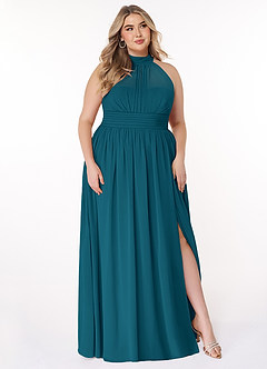 Azazie Iman Bridesmaid Dresses Ink Blue A-Line A-Line Ruched Chiffon Dress image11