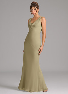 Azazie Rylina Bridesmaid Dresses Moss Green Mermaid Pleated Chiffon Dress image4