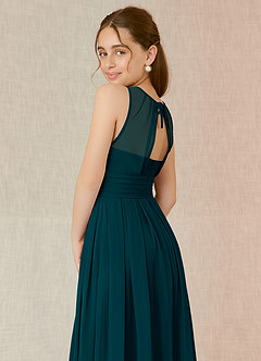 Azazie Bibiane Junior Pine A-Line Pleated Chiffon Dress image16