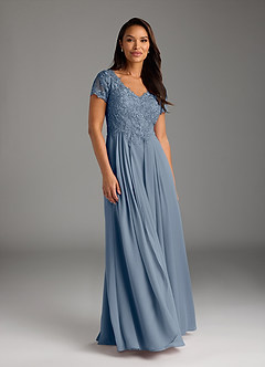 Azazie Dunja Mother of the Bride Dresses Twilight A-Line V-Neck Lace Chiffon Dress image3