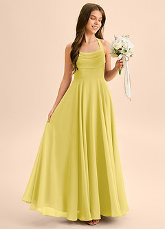 Azazie Kady Junior A-Linie Herzausschnitt Chiffon Kleid Kanarienvogel image5