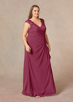 Azazie Gladys Abiti per la Madre della Sposa Abito A-Line in Chiffon in Pizzo con Scollo Queen Anne Gelso image10