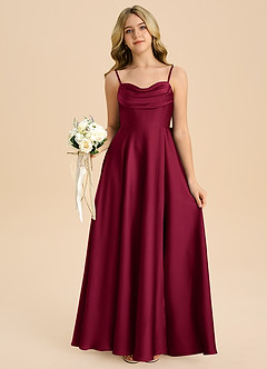 Azazie Bear Junior Burgundy A-Line Sweetheart Neckline Stretch Satin Dress image7