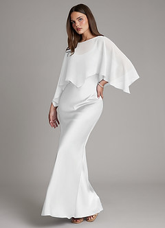Azazie Ambra Bridesmaid Dresses White Mermaid Pleated Stretch Satin Dress image5