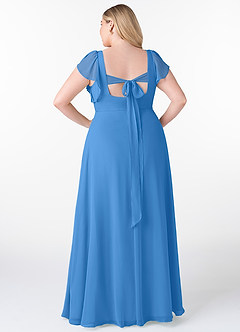 Azazie Syenna Jurken voor bruidsmeisjes Jurk van Chiffon met A-Lijn Ruches Blauwe Gaai image7
