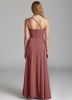 Azazie Maron Junior Amethyst A-Line Pleated Stretch Satin Dress image4