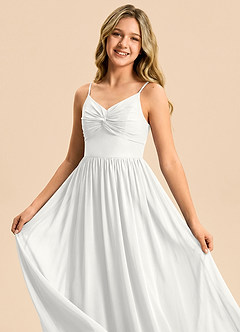 Azazie Zeya Junior Vestido Blanco de Gasa de Corte en A image1