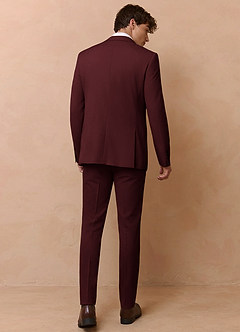 front Collins Burgundy Double Breasted Wool Blend Suit