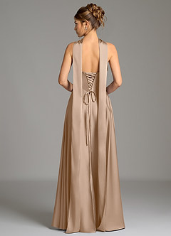 Azazie Ayla Vestidos de damas de honor Vestido de Gris Pardo de Satén Elástico de Corte en A con Corsé image7