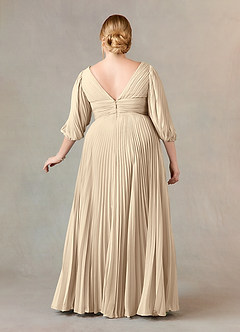 Azazie Zahara Mother of the Bride Dresses Champagne A-Line V-Neck Pleated Chiffon Dress image8