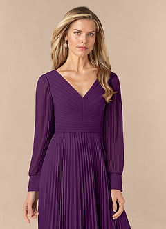 Azazie Zina Mother of the Bride Dresses Grape A-Line Pleated Chiffon Dress image5