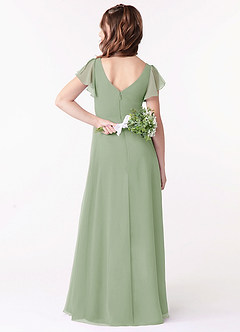 Azazie Omari Junior Dusty Sage A-Line Ruched Chiffon Dress image2
