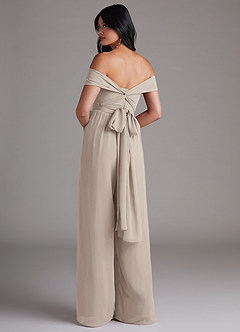 Azazie Lamara Bridesmaid Dresses Frost Off the Shoulder Chiffon Convertible Jumpsuit image5