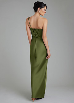 Azazie Sabrina Bridesmaid Dresses Olive Mermaid Corset Stretch Satin Dress image3
