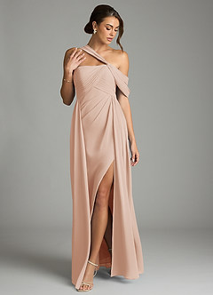 Azazie Kassandra Bridesmaid Dresses English Rose A-Line Off the Shoulder Chiffon Dress image3