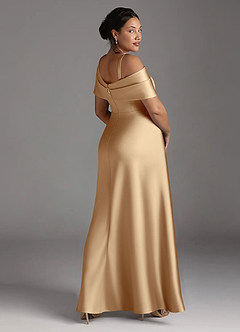 Azazie Milton Mother of the Bride Dresses Champagne A-Line Pleated Stretch Satin Dress image12