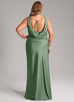 Azazie Rylina Bridesmaid Dresses Matcha Mermaid Stretch Satin Dress image8
