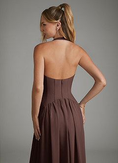 Azazie Alicia Bridesmaid Dresses Ganache A-Line Pleated Chiffon Dress image2