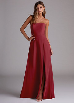 Azazie Wren Bridesmaid Dresses Pomegranate A-Line Side Slit Chiffon Convertible Dress image3