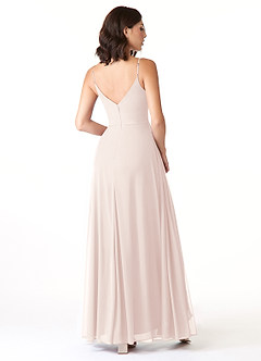Azazie Evalin Bridesmaid Dresses Rose Petal A-Line V-Neck Pleated Mesh Dress image4