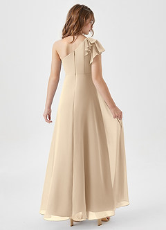 Azazie Arabella Junior Vestido de Champán de Gasa de Corte en A con Volante image2