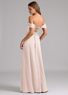 Azazie Hattie Bridesmaid Dresses Blushing Pink A-Line Corset Stretch Satin Dress image2