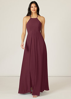 Azazie Sarah Final Sale Cabernet Empire Pleated Chiffon Dress image1