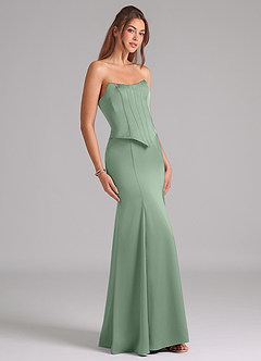 Azazie Ximena Bridesmaid Dresses Matcha Mermaid Corset Stretch Satin Convertible Dress image5