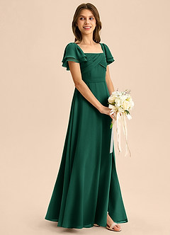 Azazie Azey Junior Emerald A-Line Ruched Chiffon Dress image6