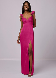 Barbie ♥ Azazie Bridesmaid Dresses Barbie Pink Sheath Stretch Satin Dress image4