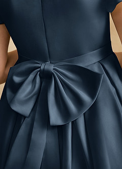 Azazie Pearl Flower Girl Dresses Neptune Ball-Gown Pleated Matte Satin Dress image8