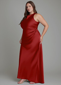Azazie Evadne Robes de demoiselle d'honneur Robe Fourreau en Satin extensible Plissé Grenade image13
