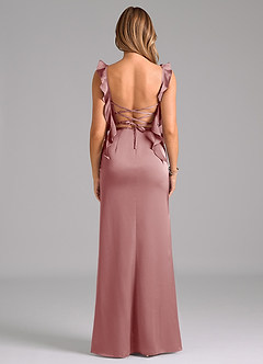 Azazie Jessamine Bridesmaid Dresses Dusty Rose A-Line Corset Stretch Satin Dress image6