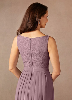 Azazie Ainsling Abiti per la Madre della Sposa Abito A-Line in Chiffon in Pizzo con Scollo Quadrato Rosa Polverosa image11