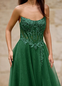 Brilliance Dunkelgrün Glitzerndes Ballkleid image5