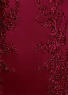 Azazie Franny Mother of the Bride Dresses Burgundy Sheath Lace Stretch Satin Dress image6
