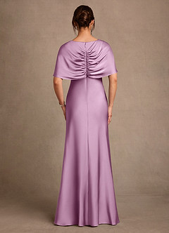 Azazie Dosia 신부의 어머니 드레스 쉬스 주름진 스트레치 새틴 플로어 길이 드레스 image3