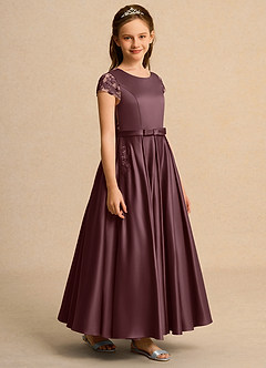 Azazie Bunny Girls Formal Robe Demoiselle D'honneur Fillette Robe Robe de bal en Dentelle Sangria image5
