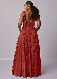 Barbie ♥ Azazie Bridesmaid Dresses Terracotta A-Line with Pockets Chiffon Dress image11