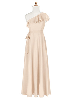 Azazie Eletta Junior Agave A-Line Ruched Chiffon Dress image6