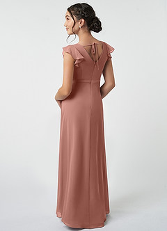 Azazie Claudine Junior Cedar Rose A-Line Pleated Chiffon Dress image4