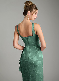 Azazie Veronica Vestidos de damas de honor Vestido Eucalipto de Jacquard floral desgastado de Corte Sirena con Plisado image6