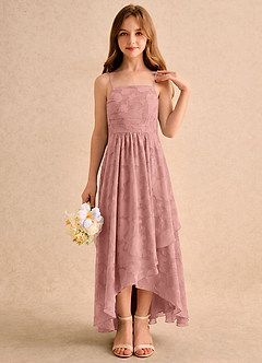 Azazie Twilight Girls Formal Sukienki dla dziewczynek sypiących kwiaty Litera A Plisowana Kwiatowe wypalenie Asymetryczny Sukienka image5