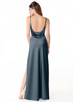 Azazie Alaija Bridesmaid Dresses Twilight Mermaid Side Slit Stretch Satin Dress image4