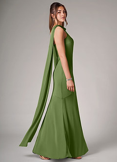 Azazie Kinsley Robes de demoiselle d'honneur Robe Sirène en Satin extensible Fente Latérale Genévrier image6