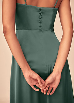 Azazie Dottie Final Sale Agave A-Line Stretch Satin Dress image7