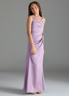 Azazie Maci Junior Klä av Sjöjungfru i Stretch Satin Plisserad image4