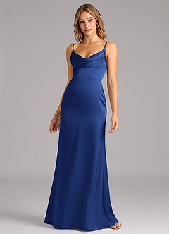Azazie Aimee Bridesmaid Dresses Royal Blue A-Line Sweetheart Neckline Stretch Satin Dress image4