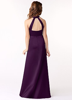 Azazie Laurel Junior Grape A-Line Stretch Satin Dress image3